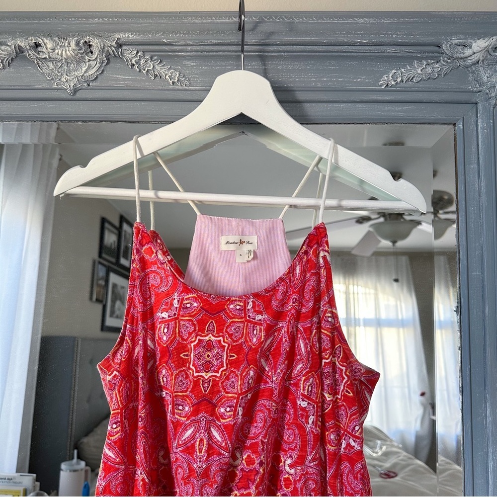 ANTHROPOLOGIE Meadow Rue Red Paisley Print Babydoll Y2K Top Boho Cottagecore S - Picture 3 of 8